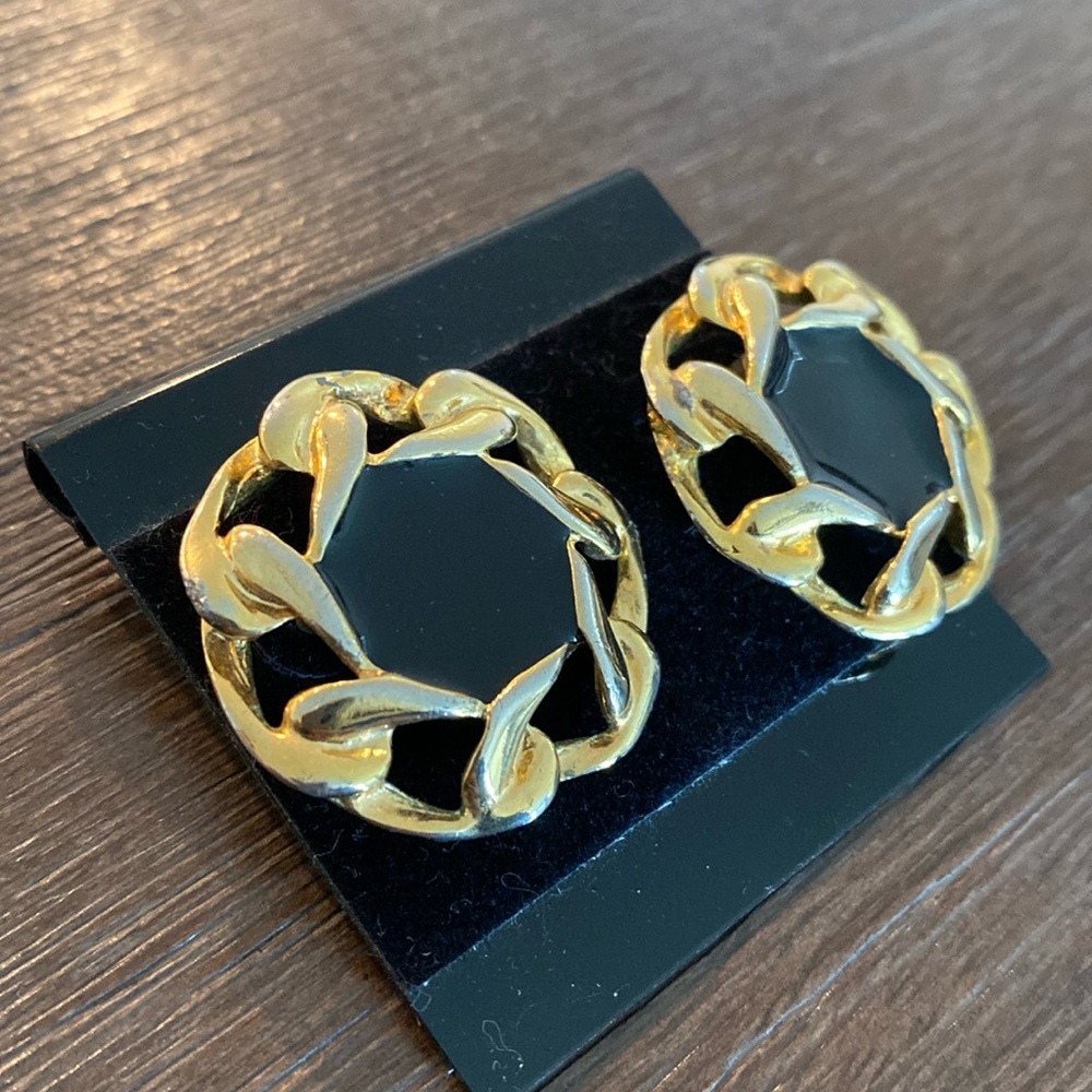 Vintage Gold and Black Earrings